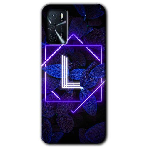 OPPO Oppo A16 Kılıf HD Desen Baskılı Arka Kapak - Dark Neon Yaprak L Harfi