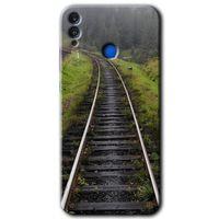 MRCİLETİSİM Honor 8x Kılıf HD Desen Baskılı Arka Kapak + Temperli Cam - Tren Yolu