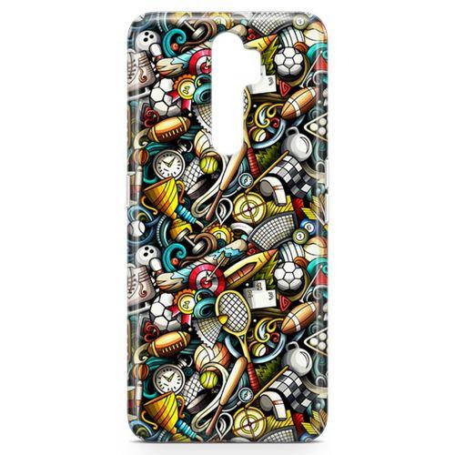 Oppo A9 2020 Kılıf Sporcu Doodle Arka Kapak Koruma Desenli Full Koruyucu