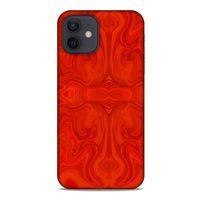 Mermer Desenli (39) Tema Liquid Crystal Kılıf Falu Kırmızı Apple iPhone 12 Kılıf