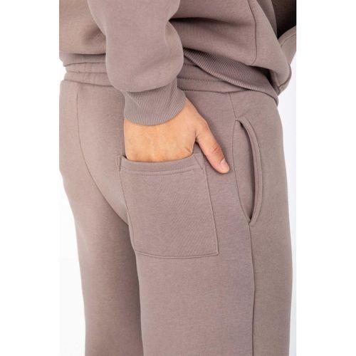 Şardonlu Kanguru Cepli Sweatshirt - 3 İplik Şardonlu Lastik Paça Erkek Eşofman Altı- Eşofman Takımı - Vizon