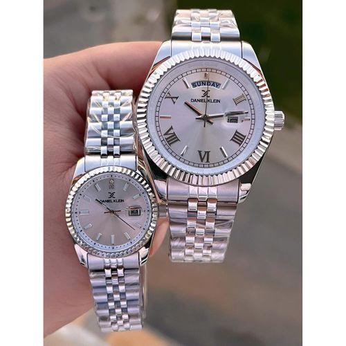 Bay Ve Bayan Çelik Kordon Çiftlere Özel 3 Atm Suya Dayanıklı Cift Saati CF.PK.12994.P3