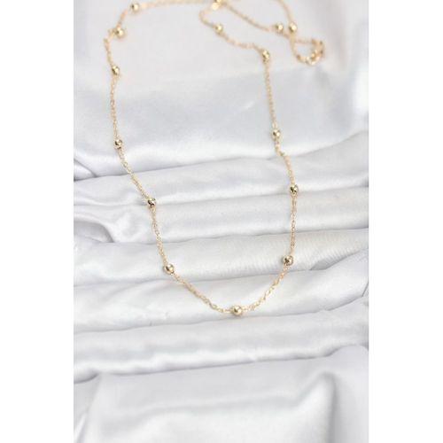 CM 14K Gold Renk Pirinç Top Zincirli 60 cm Kadın Kolye