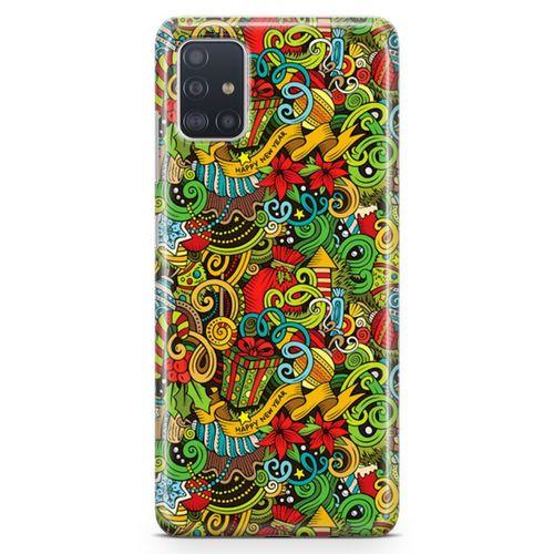 Samsung Galaxy A51 Kılıf Doodle Happy New Year Arka Kapak Koruma Desenli Full Koruyucu