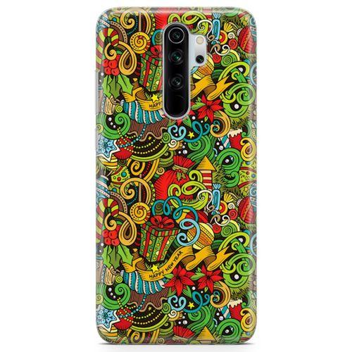 Xiaomi Redmi Note 8 Pro Kılıf Doodle Happy New Year Arka Kapak Koruma Desenli Full Koruyucu