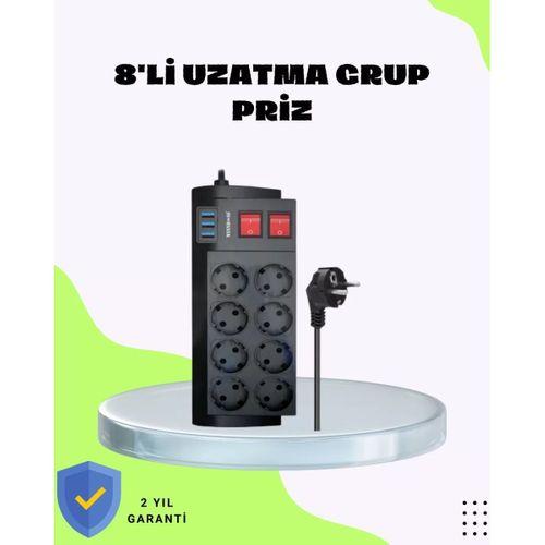 Termal Korumalı 8 Prizli 3 Usb’li Uzatma Kablosu