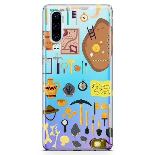 Huawei P30 Kılıf Arkeolog Malzemeleri Arka Kapak Koruma Desenli Full Koruyucu