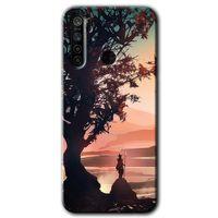 MRCİLETİSİM Realme 5i Kılıf Baskılı Kapak - Yalnız Savaşcı + 5D Tam Kaplayan Cam