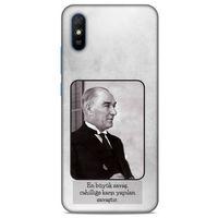 Xiaomi Redmi 9A Kılıf Atatürk (1) Kılıfı Açık Gri