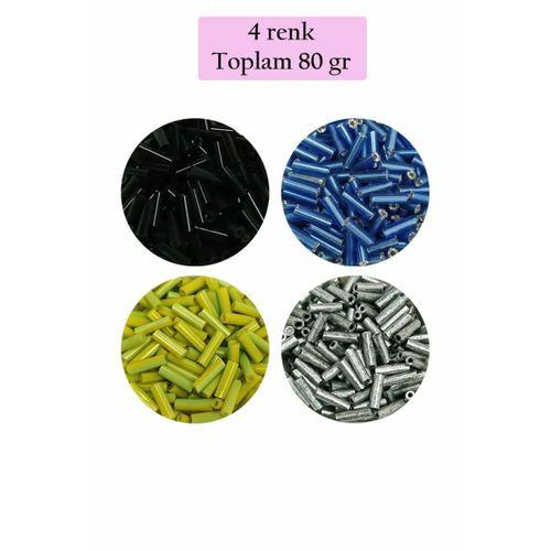 Uzun Boru Kesme Boncuk Çap 2mm Uzunluk 10 mm - 4 Renk - Toplam 80 Gram - BNC430
