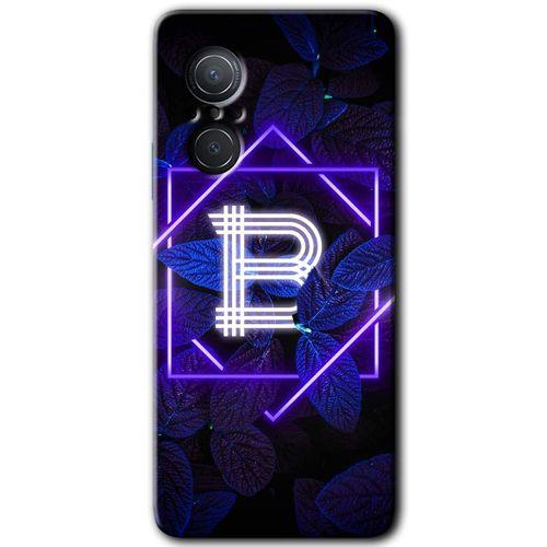 Potkal Hediye Fabrikası Huawei Nova 9 SE Kılıf HD Desen Baskılı Arka Kapak - Dark Neon Yaprak B Harfi