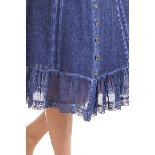 Şile Bezi İndigo Kolsuz Yakalı Elbise