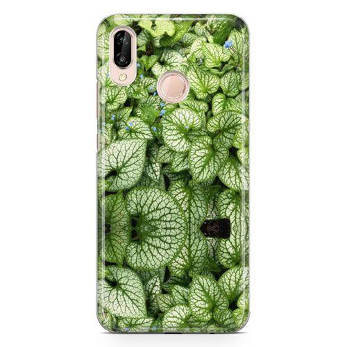 Huawei Nova 3e Kılıf Mavi Çiçekli Yapraklar Arka Kapak Koruma Desenli Full Koruyucu