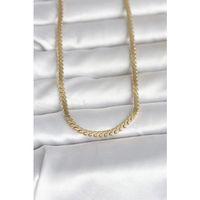 CM 14K Gold Renk Yassı Ezme Zincir Model 60 cm Kadın Kolye