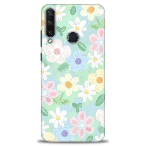 Huawei Y6P Kılıf HD Baskılı Kılıf - Çiçekk + Tam Ekran Koruyucu