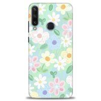 Huawei Y6P Kılıf HD Baskılı Kılıf - Çiçekk + Tam Ekran Koruyucu