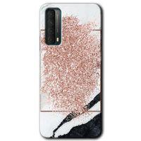 Huawei P Smart 2021 Kılıf HD Desen Baskılı Arka Kapak - Simli Mermer