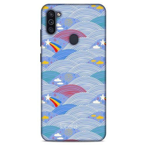 Samsung Galaxy M11 Kılıf Pastel Renkler (2) Kabı Mor Beyaz