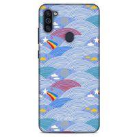 Samsung Galaxy M11 Kılıf Pastel Renkler (2) Kabı Mor Beyaz
