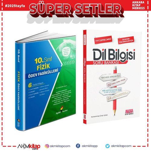 Aydın Yayınları 10. Sınıf Fizik Ödev Fasikülleri ve AKM Dil Bilgisi Soru Bankası Seti 2 Kitap