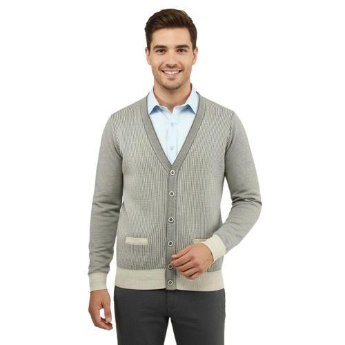 Erkek Düğmeli Hırka Cepli Çelik Örgü Klasik Kalıp 5208M BGL-ST04965