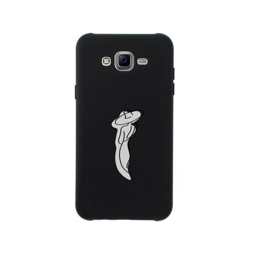 Samsung J7 2015 Madame Desenli Premium Silikonlu Siyah Telefon Kılıfı