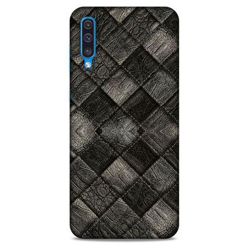 Samsung Galaxy A50 Kılıf Patchwork (25) Antişok Kapak Siyah Gri