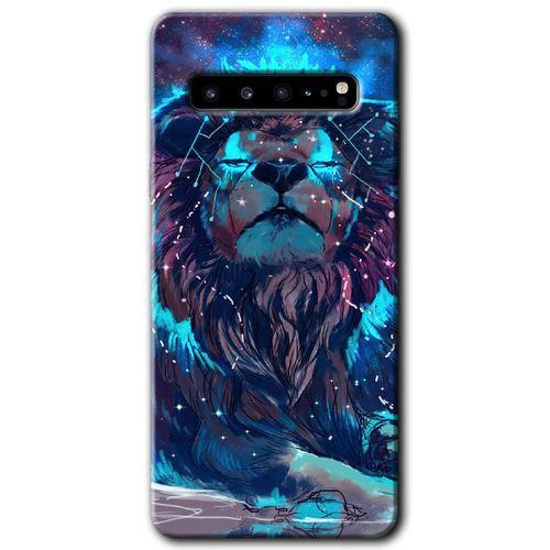 Samsung Galaxy S10 Plus Kılıf HD Desen Baskılı Arka Kapak - Neon Aslan