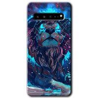 Samsung Galaxy S10 Plus Kılıf HD Desen Baskılı Arka Kapak - Neon Aslan