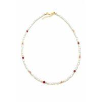 Renkli Boncuklu İnci Kolye - Fuşya