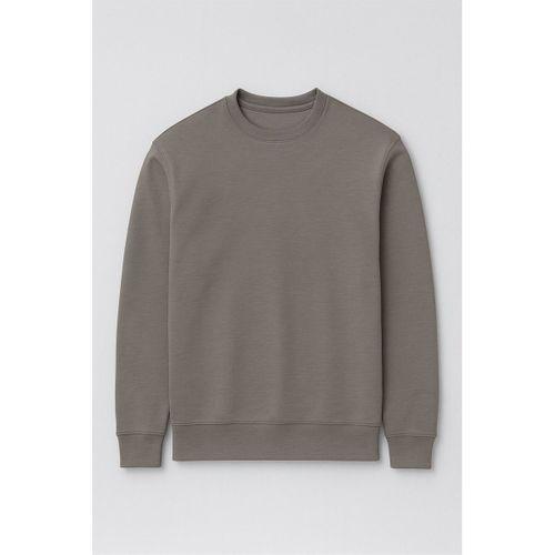 Wenders Relax Fit Basic Fırçalı Interlok Bisiklet Yaka Erkek Sweatshirt - Avcı Yeşili