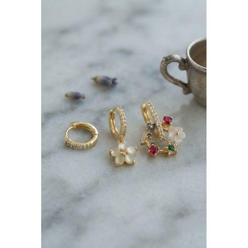 3 lü Set Gold Renk Çiçek Model Küpe