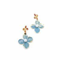 Metal Çiçek Küpe - Turkuaz