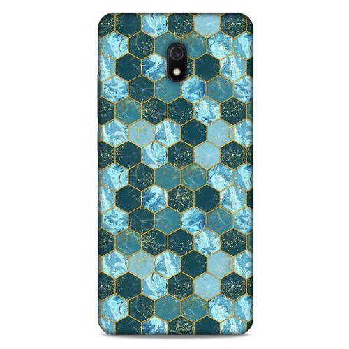 Mermer Desenli (21) Tema Koruyucu Kapak Akuamarin Xiaomi Redmi 8A Kılıf