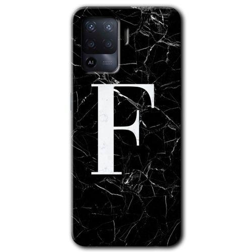 OPPO Oppo Reno 5 Lite Kılıf HD Desen Baskılı Arka Kapak - Siyah Mermer Desenli F Harfi