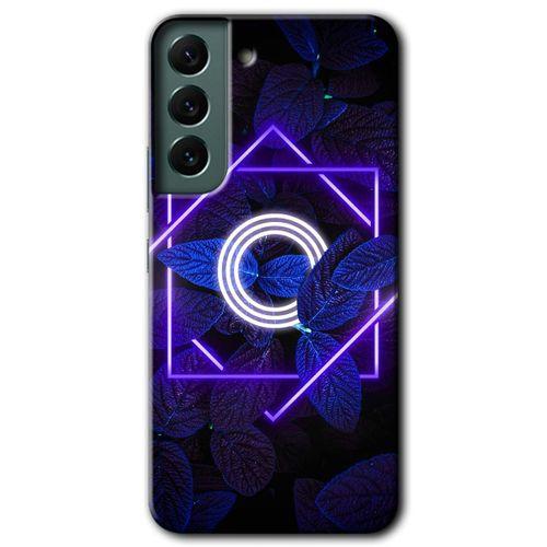 Galaxy S22 Kılıf HD Desen Baskılı Arka Kapak - Dark Neon Yaprak O Harfi