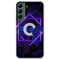 Galaxy S22 Kılıf HD Desen Baskılı Arka Kapak - Dark Neon Yaprak O Harfi