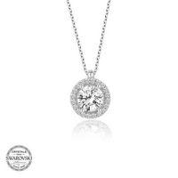 Swarovski Taşlı Lucky Life 925 Ayar Gumuss  Çember Tektaş Bayan Kolye