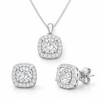 Gümüş Kare Montür Tek Taş Kadın Set