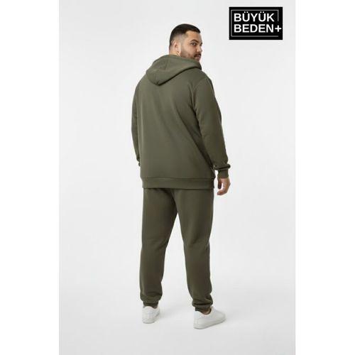 Erkek Büyük Beden Fermuarlı Kapüşonlu Chef Baskılı Sweatshirt Hırka - Rahat Kalıp SPR26BHR921
