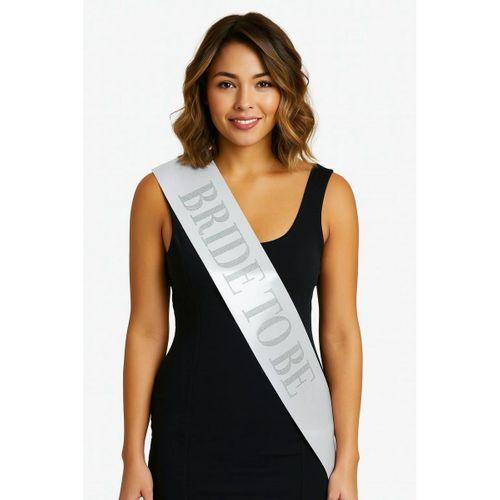 Beyaz Saten Üzerine Kalın Gümüş Bride To Be Kuşağı