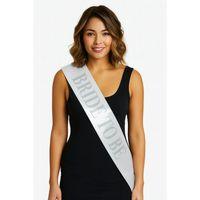 Beyaz Saten Üzerine Kalın Gümüş Bride To Be Kuşağı