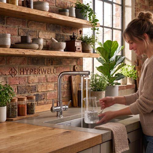 Hyperwell 3 Girişli Mutfak Bataryası - 3 Yollu Musluk 3 Fonksiyonlu Musluk - Sıcak, Soğuk, Arıtma