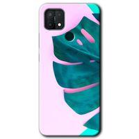 MRCİLETİSİM Oppo A15 Kılıf Baskılı Kapak - 3D Yaprak + 5D Tam Kaplayan Cam