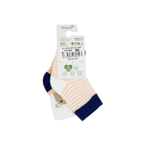 Bibaby Bibaby Biorganic Hello Teddy Bear 2'Li Kız Çorap 68404 Somon