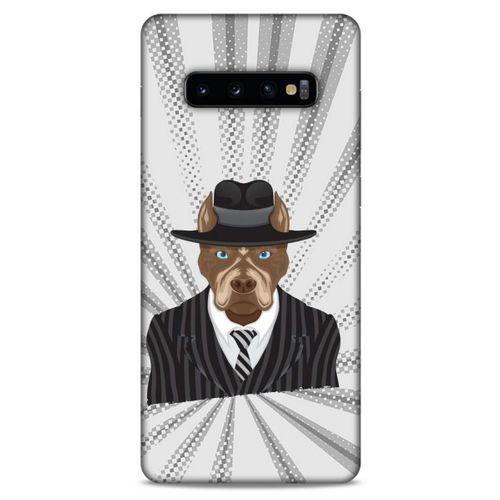 Samsung Galaxy S10 Plus Kılıf Köpek Kıyafetleri (8) Baskılı Kılıf Pitbull Şapka