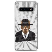 Samsung Galaxy S10 Plus Kılıf Köpek Kıyafetleri (8) Baskılı Kılıf Pitbull Şapka