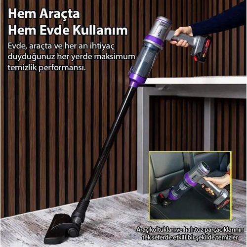Ezere Powerstorm Kablosuz El Süpürgesi 20000Pa Çekim Gücü, 3 Kademeli, HEPA Filtre, 21V 2.0Ah Batarya