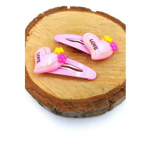 Pembe Renk Kalp Figürlü Çıt Çıt Çocuk Tokası