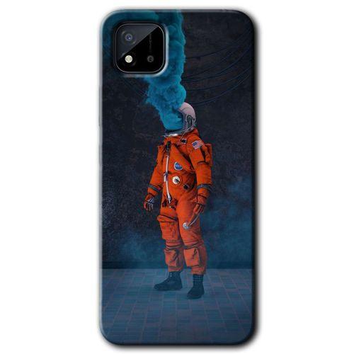 Realme C11 Kılıf HD Desen Baskılı Arka Kapak - Smoke Astronot